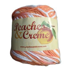 Peaches & Creme Yarn Poppy Orange White Cotton Worsted Variegated 2oz 95 yds